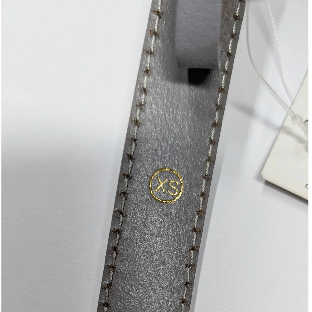 J.Crew Metallic Leather Skinny Belt Women XS Silver NEW BM913 Italian Leather